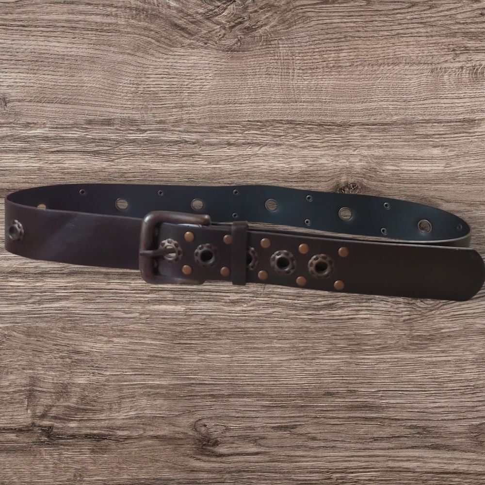 Studded Womans Brown Faux Leather Belt Small